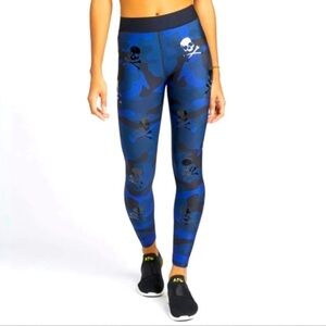 Ultracor X Soulcycle Blue Camo Skull Leggings Medium
